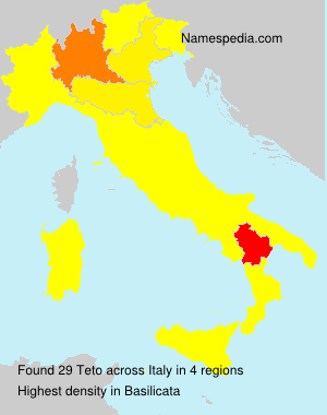 Surname Teto in Italy Surname Teto in Italy
