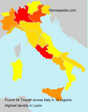 Surname Toader in Italy Surname Toader in Italy