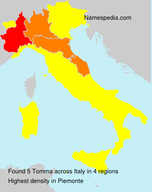 Surname Tomma in Italy Surname Tomma in Italy