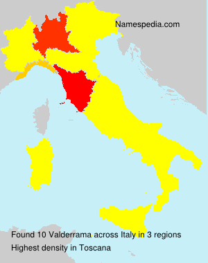 Surname Valderrama in Italy Surname Valderrama in Italy