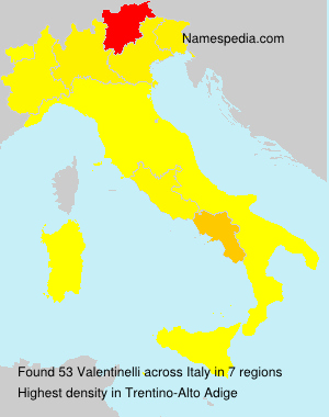 Surname Valentinelli in Italy Surname Valentinelli in Italy