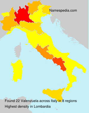 Surname Valenzuela in Italy Surname Valenzuela in Italy