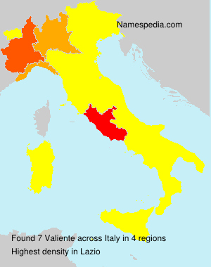 Surname Valiente in Italy Surname Valiente in Italy