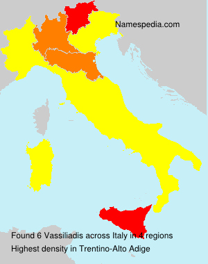 Surname Vassiliadis in Italy Surname Vassiliadis in Italy
