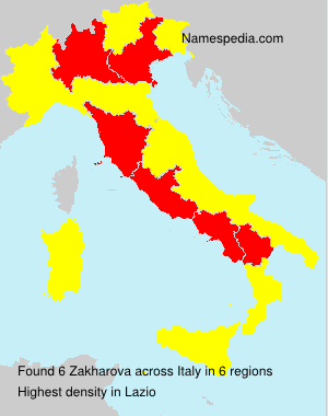 Surname Zakharova in Italy Surname Zakharova in Italy