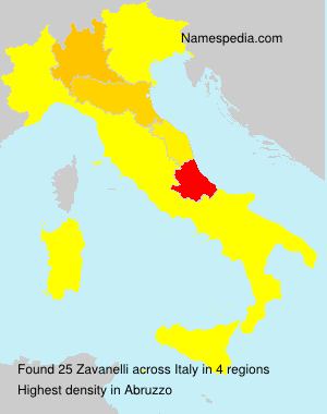 Surname Zavanelli in Italy Surname Zavanelli in Italy