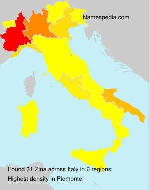 Surname Zina in Italy Surname Zina in Italy