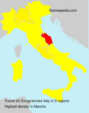 Surname Zonga in Italy Surname Zonga in Italy