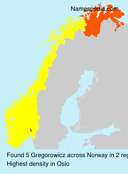 Surname Gregorowicz in Norway Surname Gregorowicz in Norway
