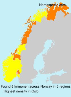 Surname Immonen in Norway Surname Immonen in Norway