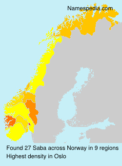 Surname Saba in Norway Surname Saba in Norway
