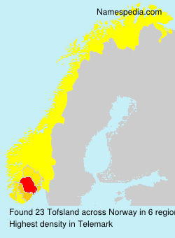 Surname Tofsland in Norway