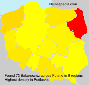 Surname Bakunowicz in Poland Surname Bakunowicz in Poland