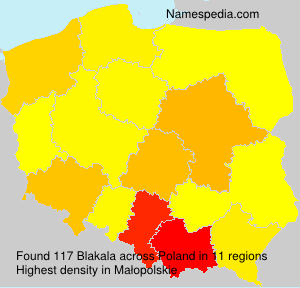 Surname Blakala in Poland Surname Blakala in Poland