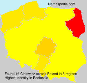 Surname Ciniewicz in Poland Surname Ciniewicz in Poland