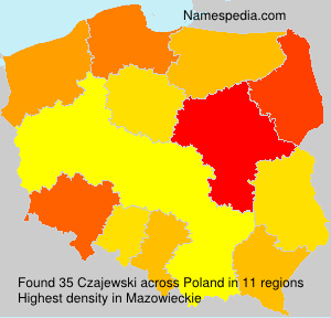 Surname Czajewski in Poland