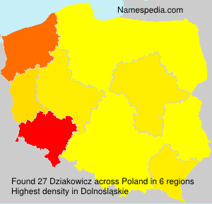 Surname Dziakowicz in Poland Surname Dziakowicz in Poland