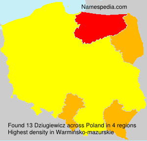 Surname Dziugiewicz in Poland Surname Dziugiewicz in Poland
