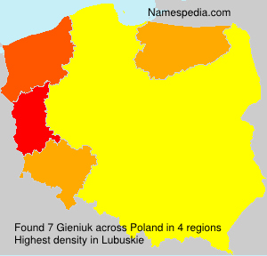 Surname Gieniuk in Poland Surname Gieniuk in Poland