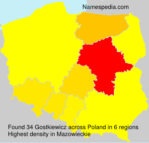 Surname Gostkiewicz in Poland Surname Gostkiewicz in Poland