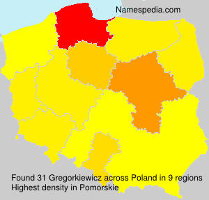 Surname Gregorkiewicz in Poland Surname Gregorkiewicz in Poland