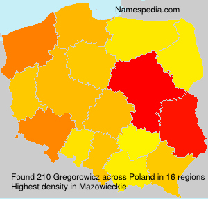 Surname Gregorowicz in Poland Surname Gregorowicz in Poland