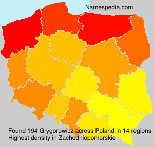 Surname Grygorowicz in Poland Surname Grygorowicz in Poland