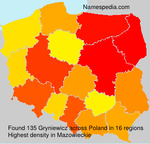 Surname Gryniewicz in Poland Surname Gryniewicz in Poland