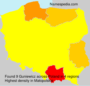 Surname Guniewicz in Poland Surname Guniewicz in Poland