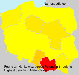 Surname Honkowicz in Poland Surname Honkowicz in Poland