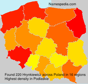 Surname Hrynkiewicz in Poland Surname Hrynkiewicz in Poland