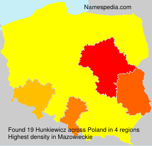 Surname Hunkiewicz in Poland Surname Hunkiewicz in Poland