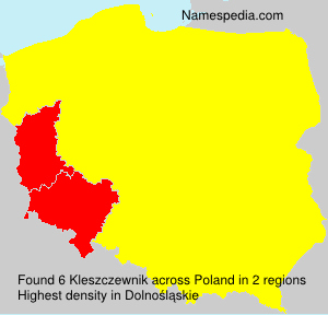 Surname Kleszczewnik in Poland