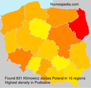 Surname Klimowicz in Poland