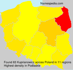 Surname Kuprianowicz in Poland Surname Kuprianowicz in Poland