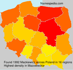 Surname Mackiewicz in Poland Surname Mackiewicz in Poland