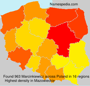Surname Marcinkiewicz in Poland Surname Marcinkiewicz in Poland