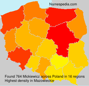 Surname Mickiewicz in Poland Surname Mickiewicz in Poland
