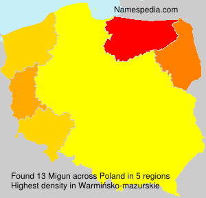 Surname Migun in Poland Surname Migun in Poland