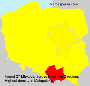 Surname Mlekodaj in Poland