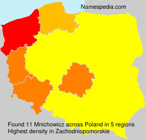 Surname Mnichowicz in Poland Surname Mnichowicz in Poland
