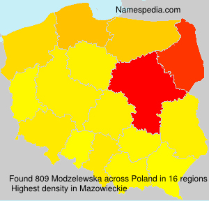 Surname Modzelewska in Poland Surname Modzelewska in Poland