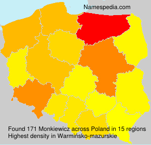Surname Monkiewicz in Poland Surname Monkiewicz in Poland