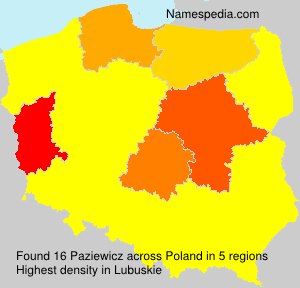 Surname Paziewicz in Poland Surname Paziewicz in Poland