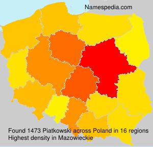 Surname Piatkowski in Poland Surname Piatkowski in Poland