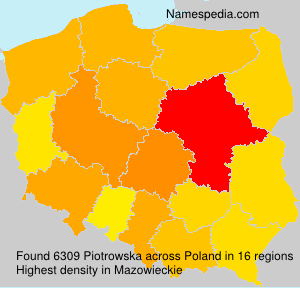 Surname Piotrowska in Poland Surname Piotrowska in Poland