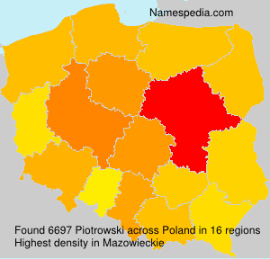 Surname Piotrowski in Poland Surname Piotrowski in Poland