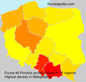 Surname Ponicka in Poland Surname Ponicka in Poland
