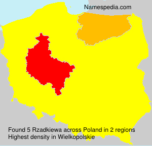 Surname Rzadkiewa in Poland
