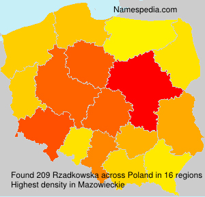 Surname Rzadkowska in Poland